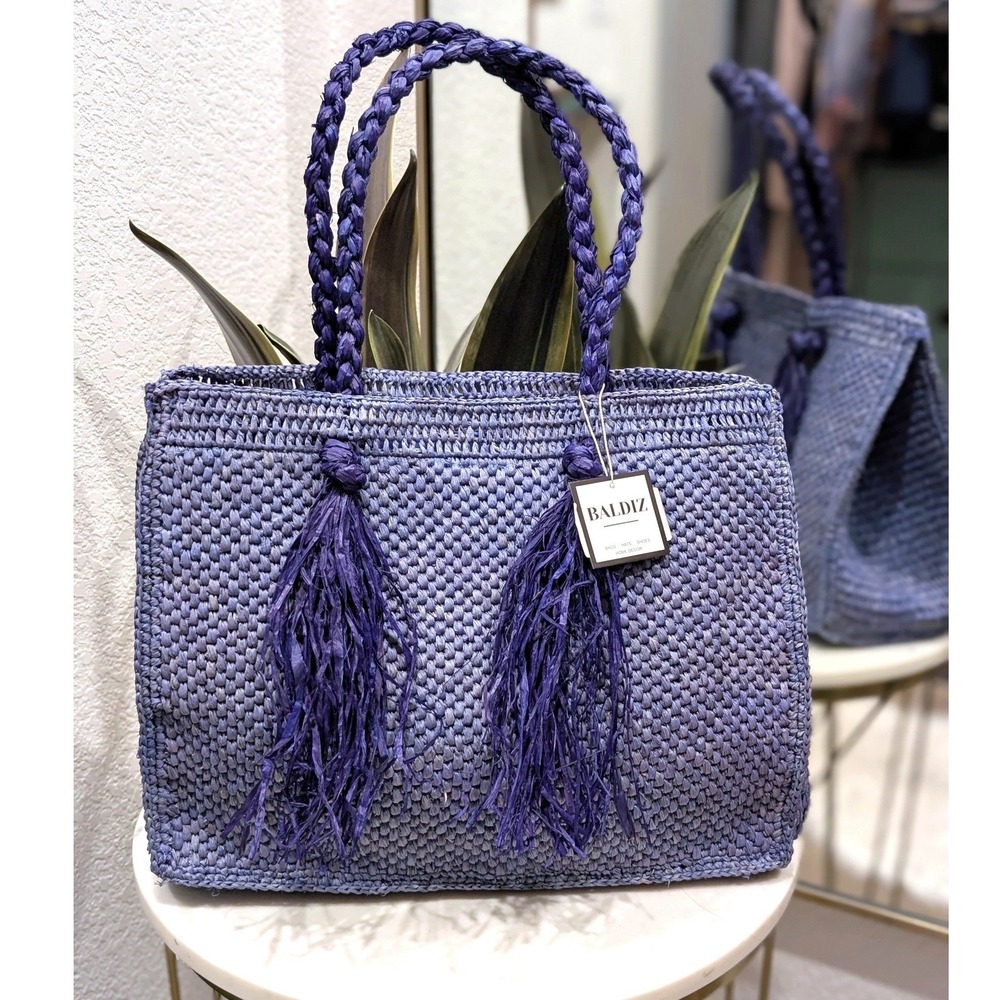 NEW Baldiz Navy Camilla Raffia‎ Bag